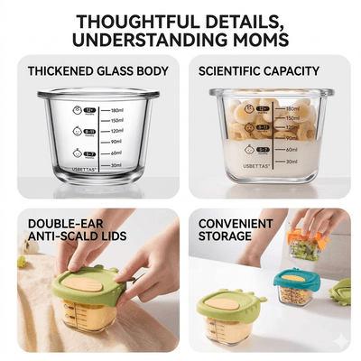 Baby Glass Food Supplement Box, Fresh Storage, Steamable Custard Bowl, Special Baby Food Supplement Bowl, Cup Mold Tool Set (Copy)_img_3
