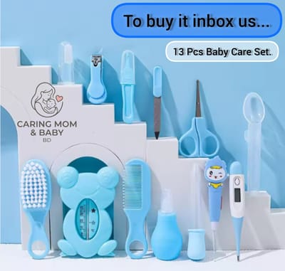 Baby Care Bag 13-Piece Set Baby Nasal Aspirator Nail Scissors Cartoon Set Daily Cleaning Supplies Care Bag_img_4