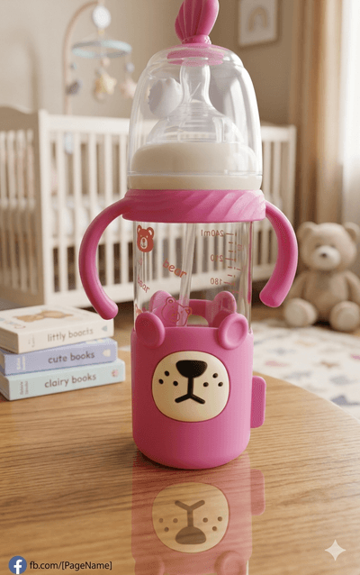 Meiying Tang Glass Bottle//Anti-Fall Baby Bottle//Silicone Sleeve Glass Bottle//Newborn Glass Feeding Set._img_0