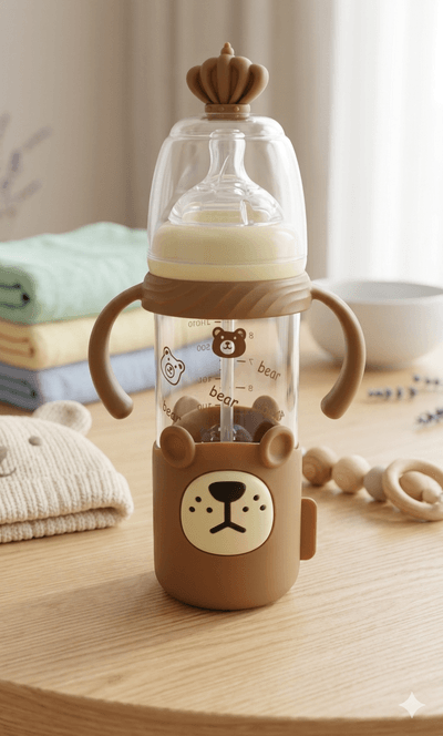 Meiying Tang Glass Bottle//Anti-Fall Baby Bottle//Silicone Sleeve Glass Bottle//Newborn Glass Feeding Set._img_2